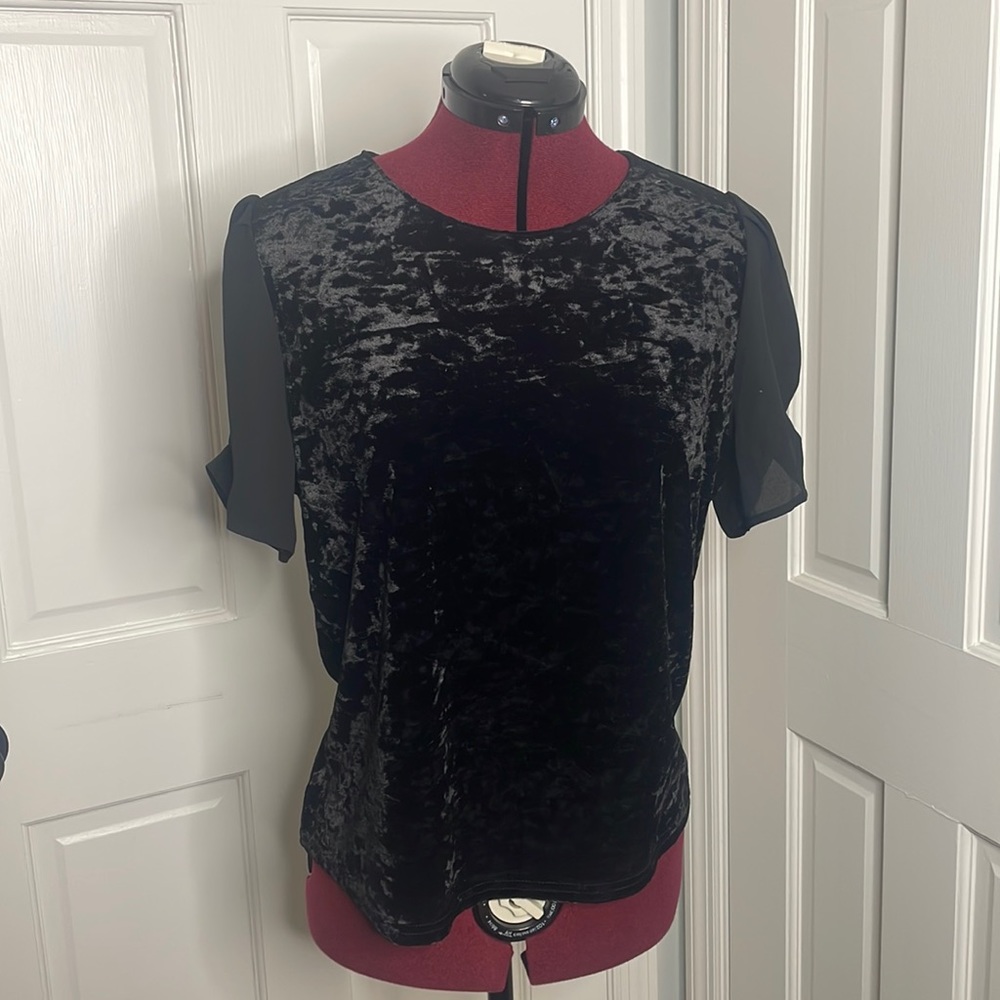 Crushed Velvet Black Top